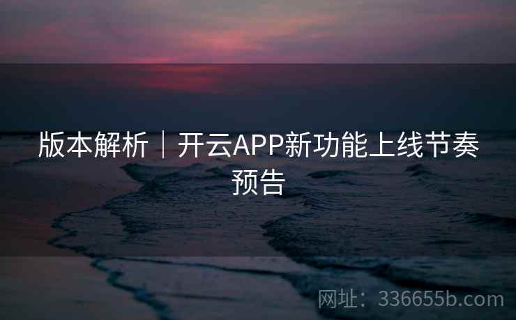 版本解析｜开云APP新功能上线节奏预告